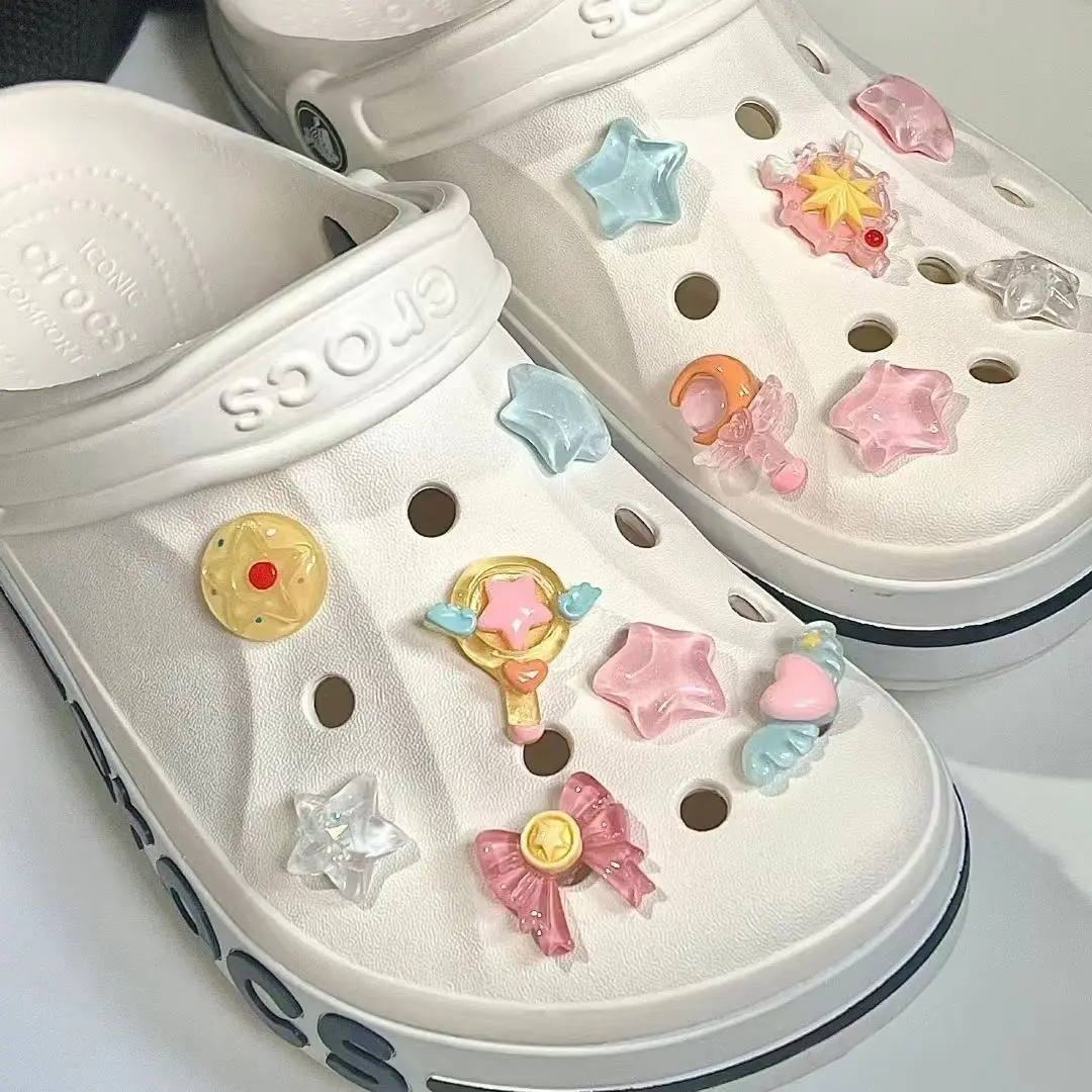 2-10 piezas de adornos para zapatos de Sailor Moon para accesorios de bricolaje, decoraciones removibles para zapatos con estrellas 3D