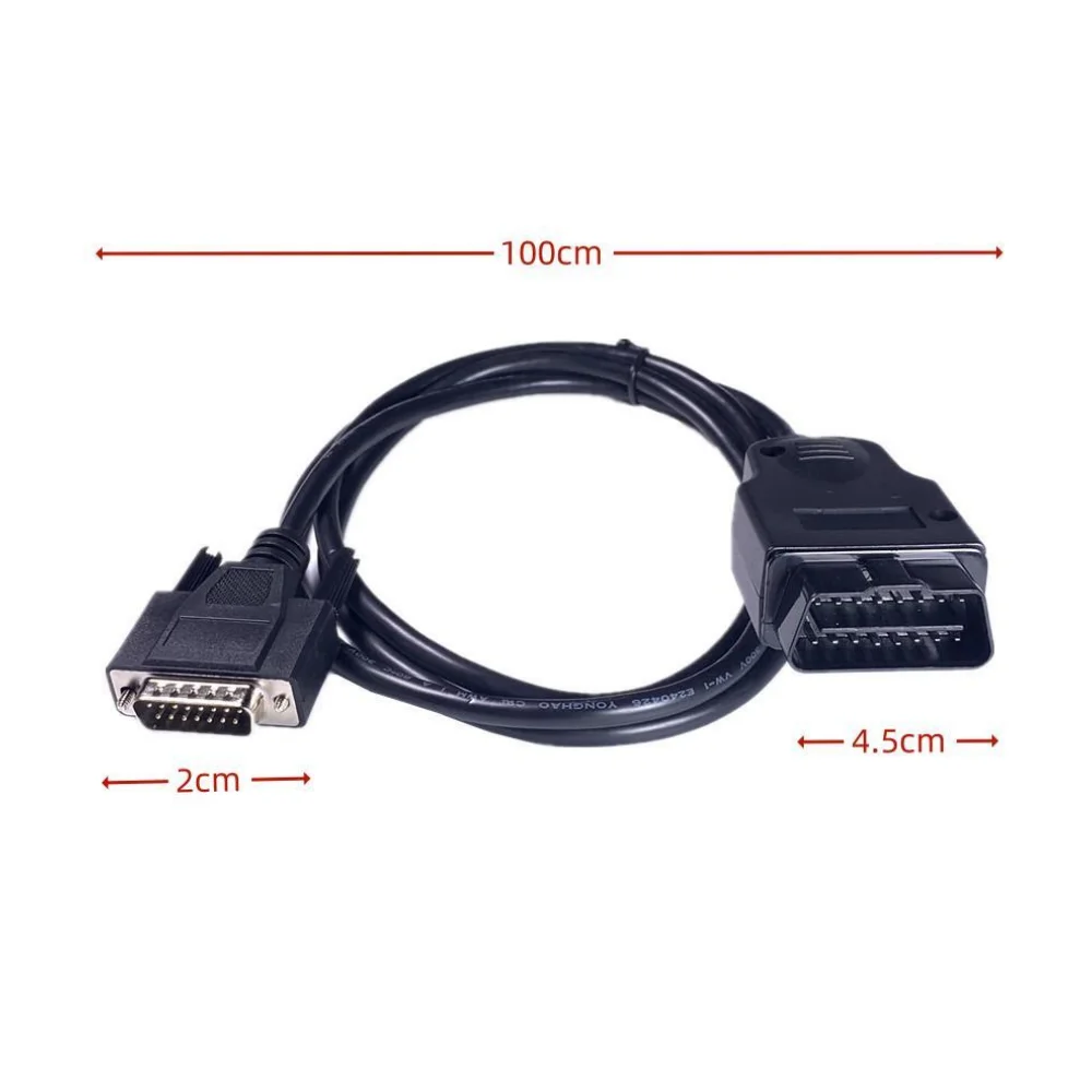 100CM CAR CABLE DB15 OBD 2 OBD2 Male to DB15 Male Cable OBDII extension CABLE diagnostic Tool Cable