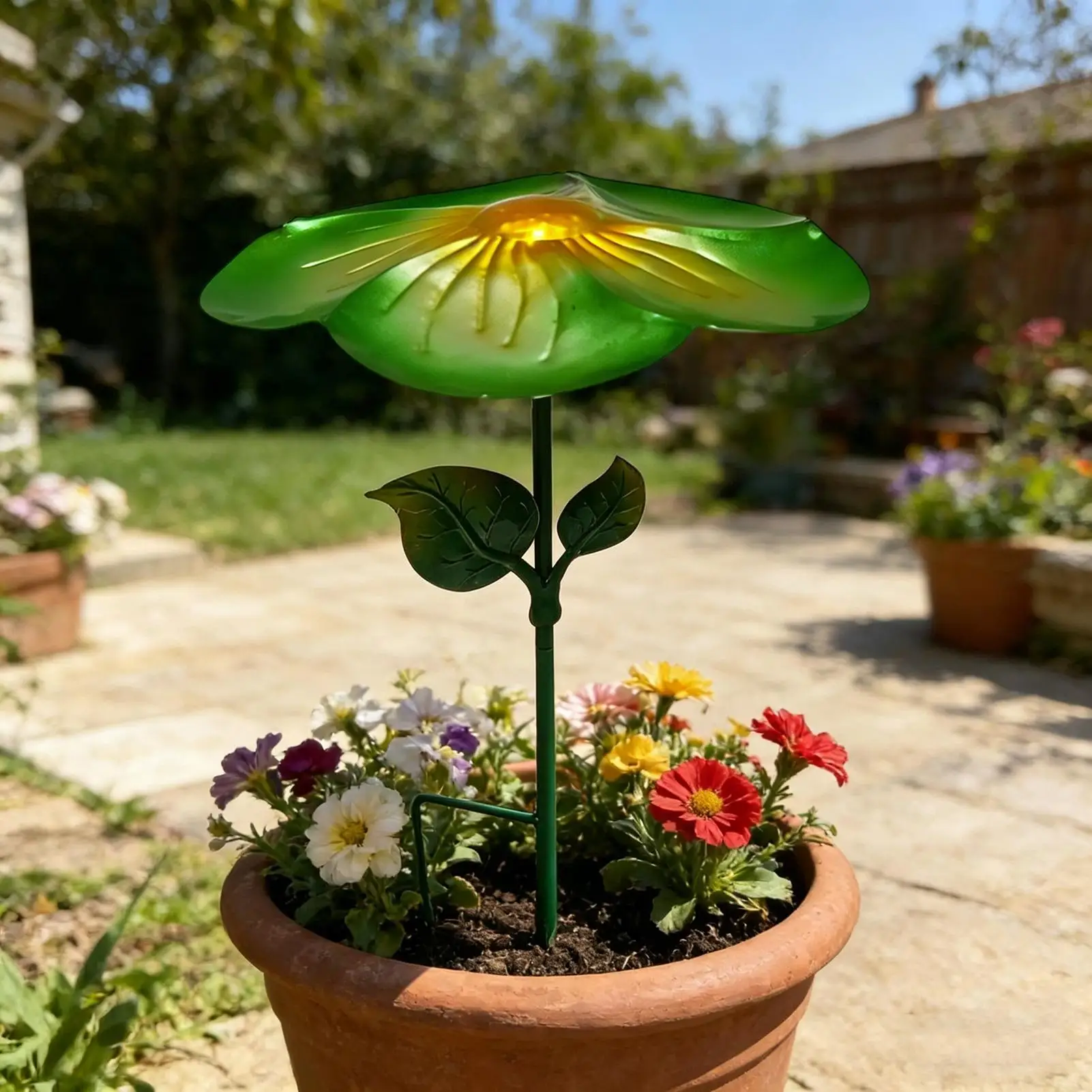 Plant Sun Protection Umbrella Flower-shaped plant sunshade Detachable wrought iron ground-insert plant sunshade Garden Umbrella