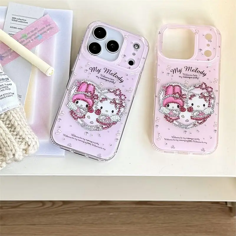 

Мультяшный чехол Hello Kitty с 3D-дизайном и стразами Melody Kt для iPhone 16 Pro Max, iPhone 17, Apple 15/14 – отличный подарок