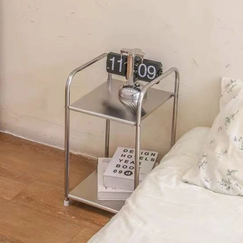 Stainless Steel Coffee Tables Minimalist Side Table Sofa Cabinet Storage Rack Display Shelf Home Organizer Living Room Furniture