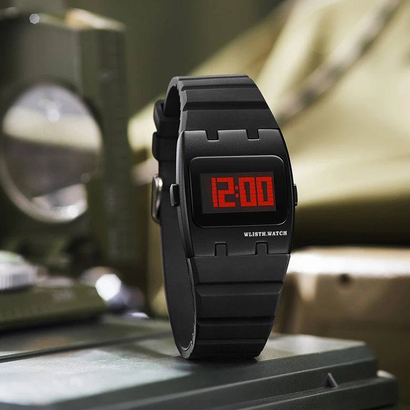 Horloges voor heren Digitale horloges Siliconen horlogeband Elektronica Horloges Sport voor heren Dames LED-display Schokbestendig horloge