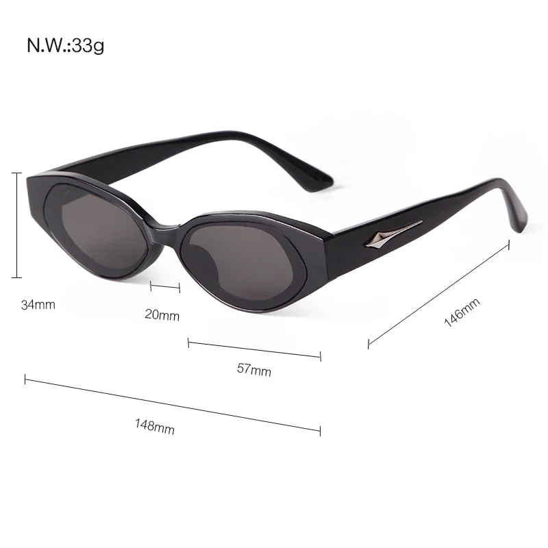 ZXIAC Trendy Small Frame Rivet Sunglasses Women Men Brand Design Cat Eye Sun Glasses Retro Casual Gray Lens Shades UV400 Female