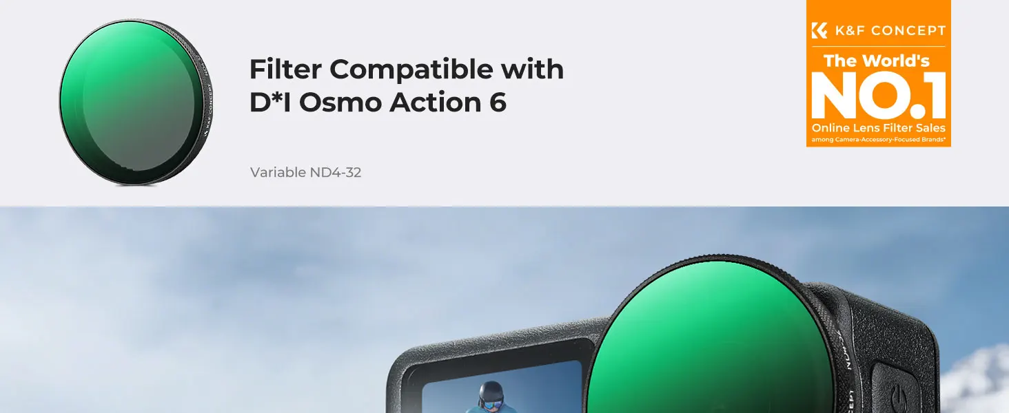 K&F CONCEPT Variabler ND4-32 Filter für DJI Osmo Action 6 Schnappverschluss-Design Neutraldichte-Lichtreduktionsfilter Multibeschichtet HD – Detail 1