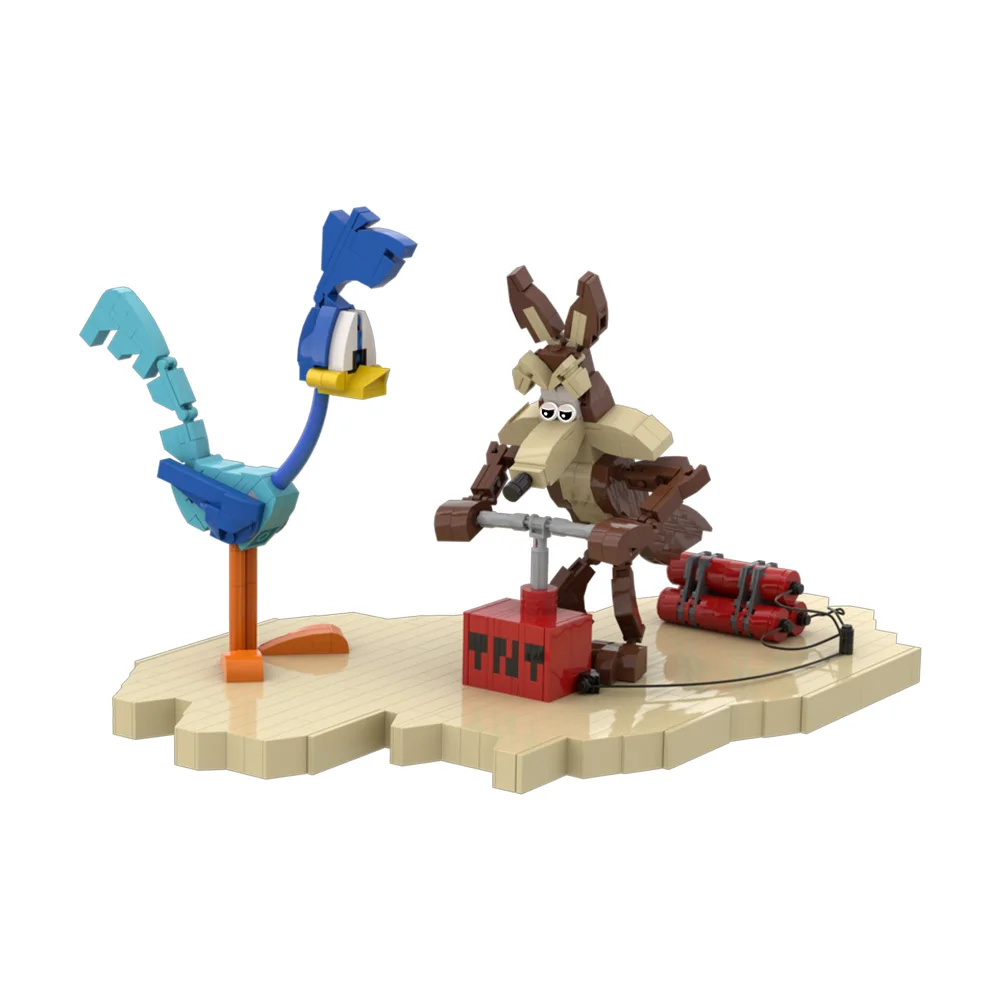 

MOC Roadrunner and Wile E Coyote Модель Строительные блоки Креативные 3D украшения Мультяшные животные Кирпичные игрушки Подарок для взрослых для детей