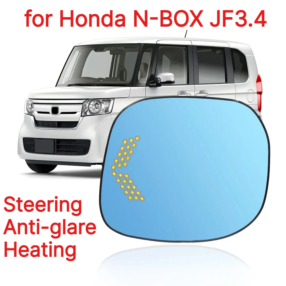 For Honda N-BOX JF3.4 LED Car Rearview Mirror Steering Turning Anti-glare Heating Blue Glass Wild Angel View Car Accessrios