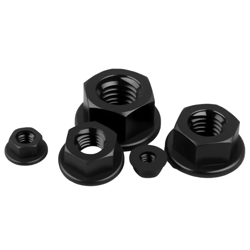 DIN6923 Black White Nylon Flat Bottom PA66 Plastic Electricity Insulation Hexagonal Hex Head Flange Nut M3 M4 M5 M6 M8 M10 M12
