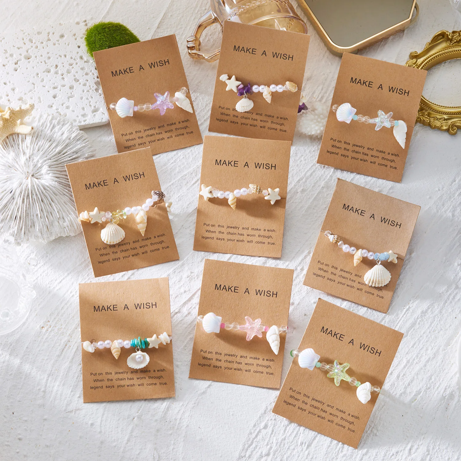 

Starfish Conch Shell Crushed Stone Imitation Pearl Bracelet Bohemian Ethnic Style Beach Vacation Women Versatile Accessory