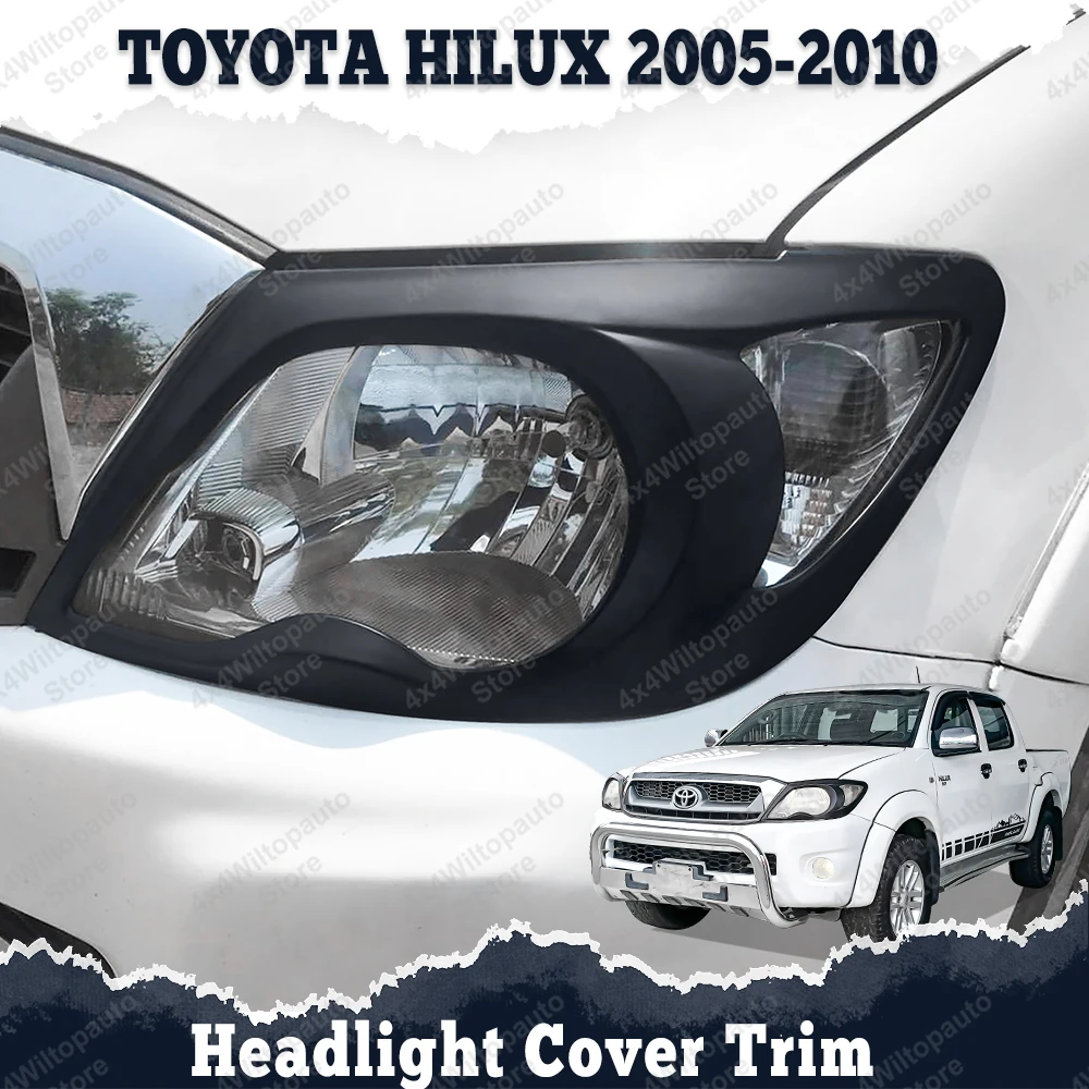 

HeadLight Covers for Toyota Hilux Vigo 2005-2010 Front Lamp Hoods Surround Trim ABS Matte Black 2PCS A Set