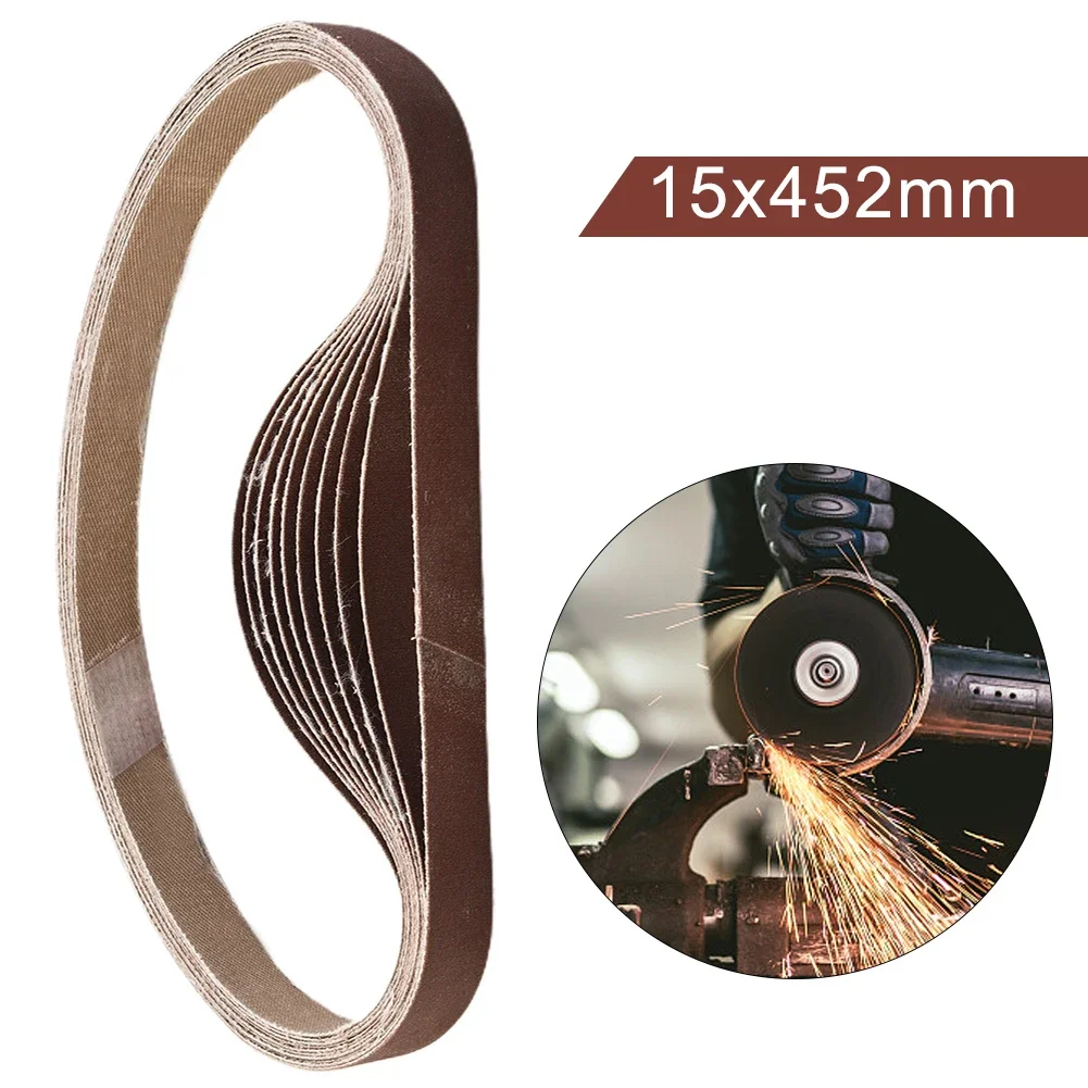 10PCS/Set 452*15mm Sanding Belts 60-600 Grits For Wood Soft Metal Polishing Sandpaper Abrasive Bands Belt Sander Abrasive Tools