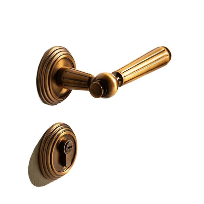 

American brass, French door lock, bedroom magnetic mute, room door lock, indoor household universal wooden door handle