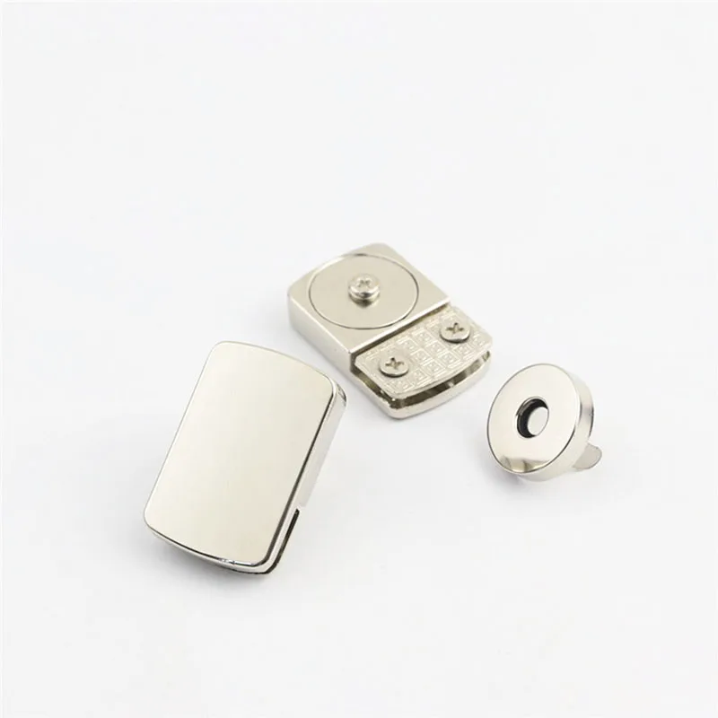 10Pcs 22X33mm Rectangle Bag Magnetic Button Lock Clasp Metal Handbag Pushed Lock Snap Buckle Hook Replacement Closure Accessory