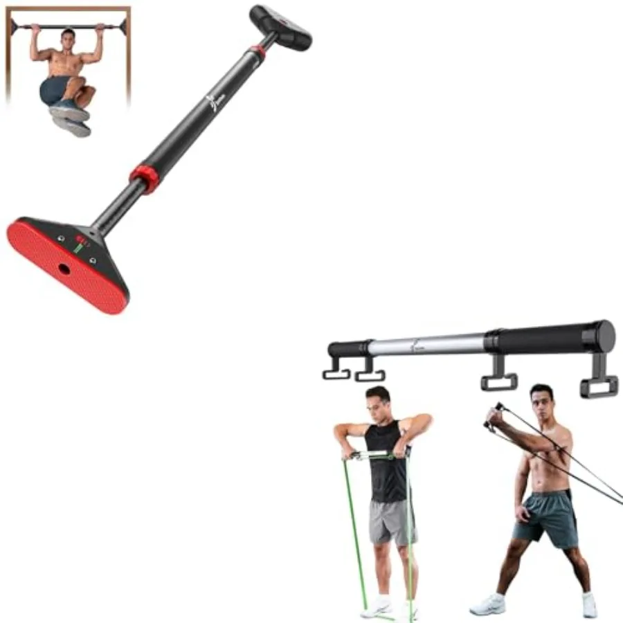 Pull Up Bar for Doorway Strength Training Resistance Band Exercise Bar with Detachable Handles for All Resistance Bands No Scre