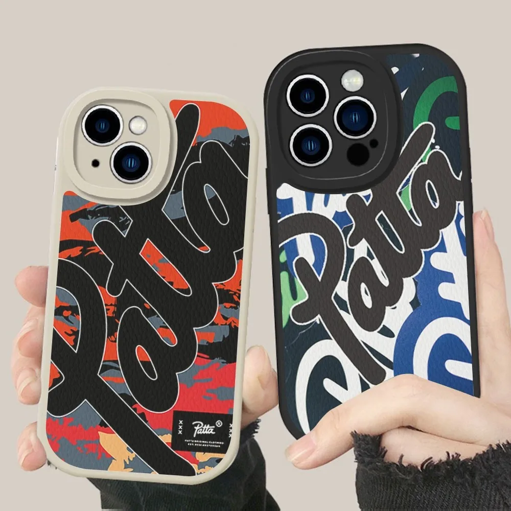 Fashion P-patta. Phone Case Hard Leather For iPhone 14 13 12 Mini 11 14 Pro Max Xs X Xr 7 8 Plus Fundas