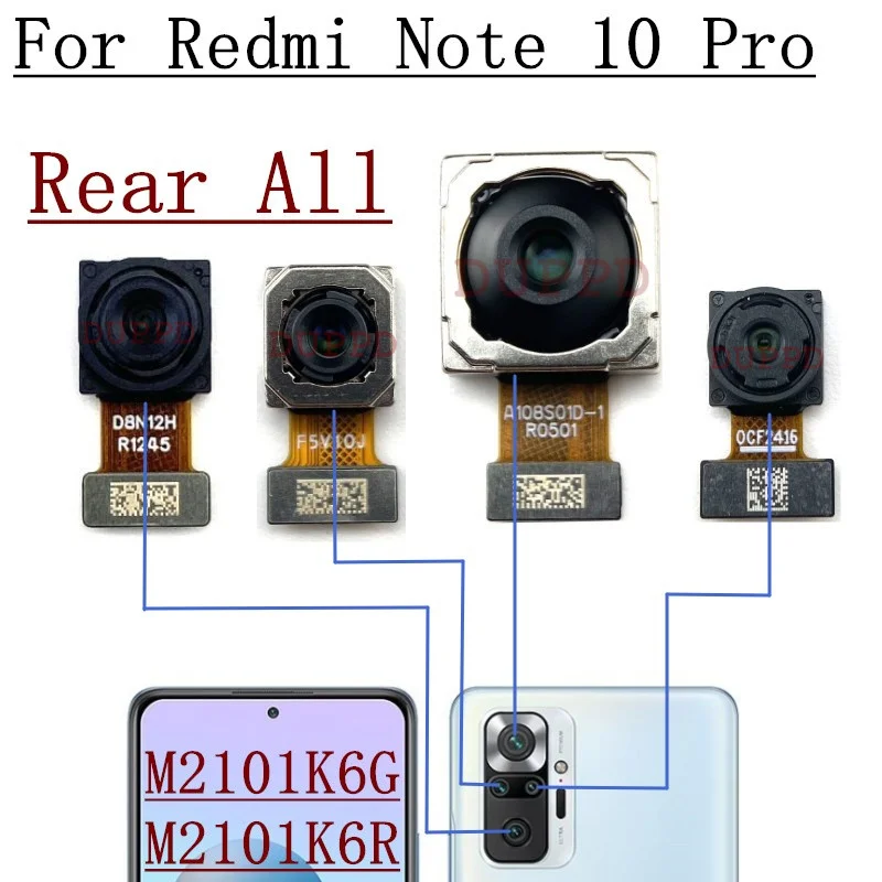 Full Set Rear Camera For Xiaomi Redmi Note 10 Pro Lite 10T 10S 4G 5G Back Ultrawide Macro Depth Camera Module Flex Repair Spare