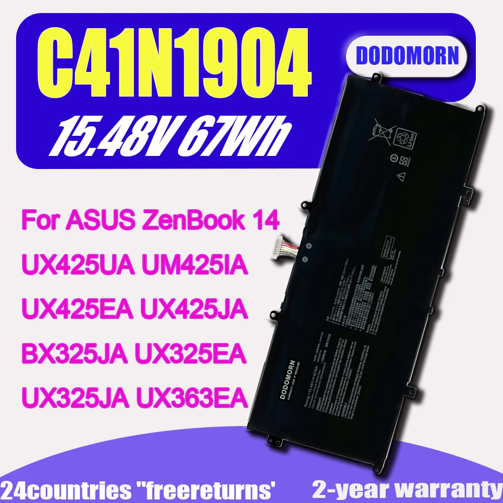 

DODOMORN New C41N1904 High Quality Battery For ASUS ZenBook 14 UX425UA UM425IA UX425EA UX425JA BX325JA UX325EA UX325JA UX363EA