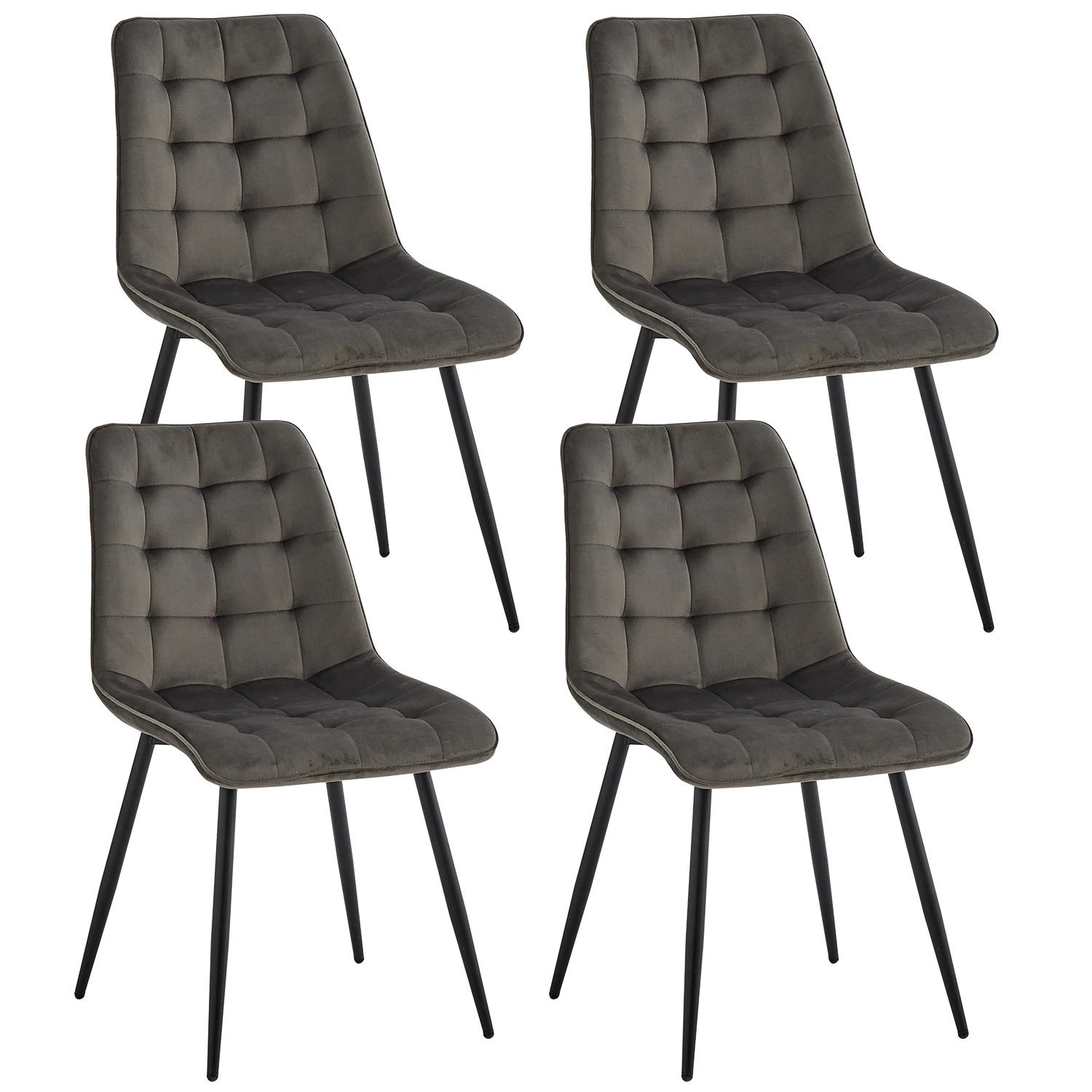 A Set Of 4 Modern Minimalist Dining Chair Velvet Padded Seat Iron Legs Nordic Chair For Kitchen Living/Dining Room Restaurant