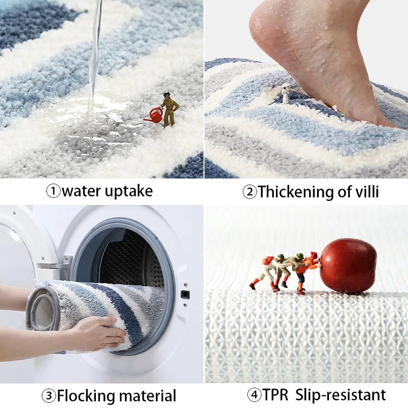 40*60cm Bath Mat Modern Minimalist Geometry Bathroom Rug  Absorbent Slip-resistant Toilet Entrance Foot Mats Decoration  Carpet