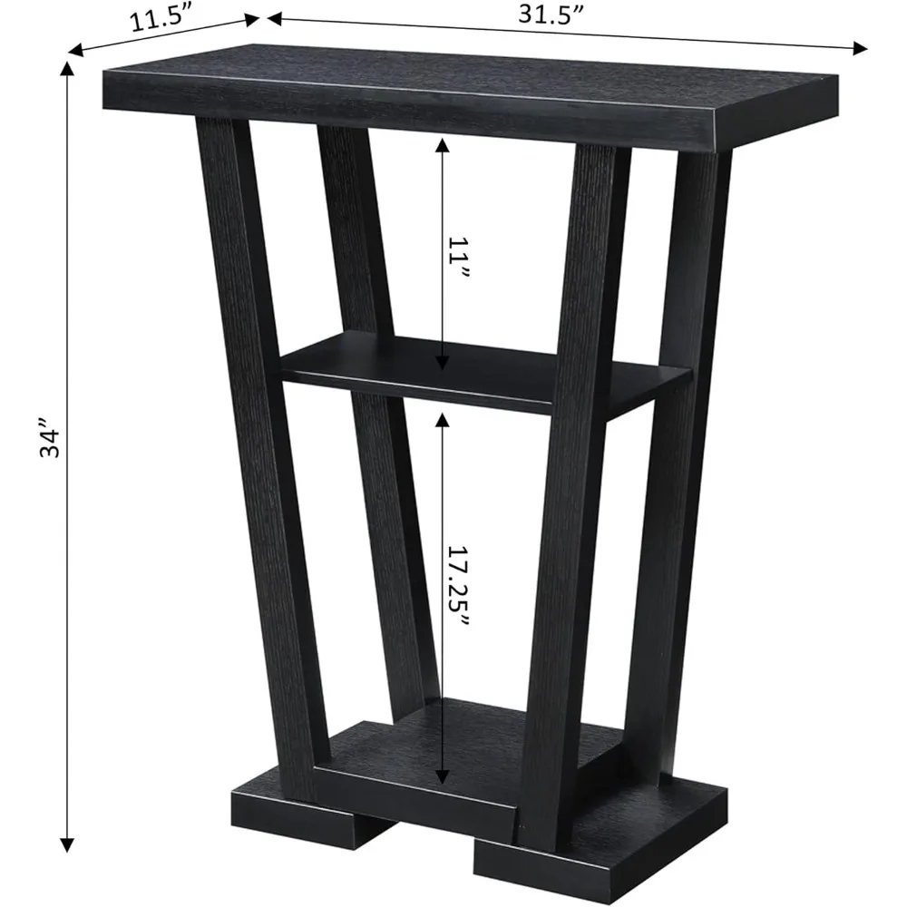 طاولة كونسول ضيقة حديثة مع أرفف تخزين، طاولة مميزة لأريكة المدخل لغرفة المعيشة، مقاس 31.5 بوصة باللون الأسود #3