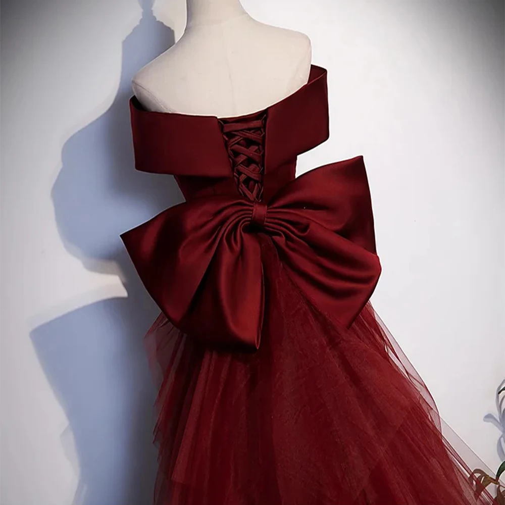 

Customized Retro Fashion Charmeuse Criss-Cross Bow Pleat Trumpet Off-the-shoulder Long Dresses Bespoke Occasion Dresses Classic