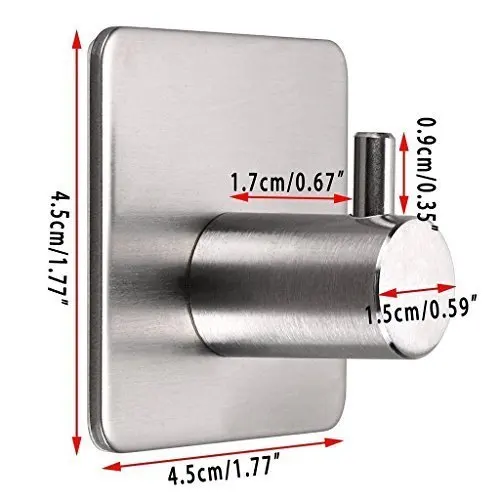 

5PCS 304 Stainless Steel Single Clothes Hook Bathroom Products Wall Mounted Brushed Square Hook