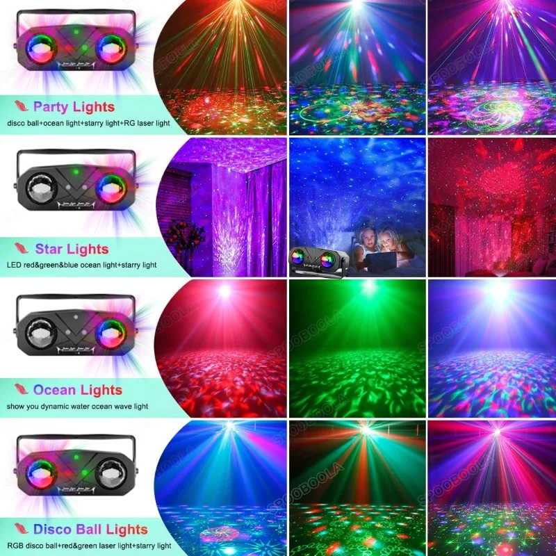 Bola Disko Pesta, Proyektor Bintang Laut Disko Dj Suara Lampu Dansa Diaktifkan dengan Lampu Strobo Panggung Remote Control untuk Bagian