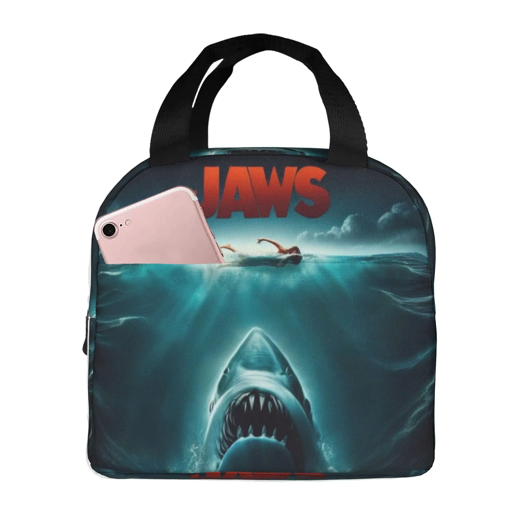 J-Jaw-Shark Lunch Bag Women Horror Movie Warm Cooler Insulated Lunch Boxes for School