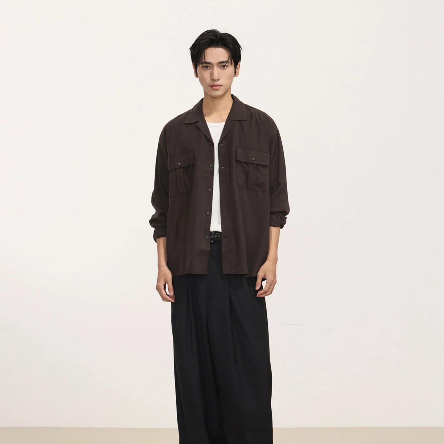 Men's Linen Blend Casual Long Sleeve Loose Cargo Shirts Man Commute Vacation Streetwear Fashion Vintage Shirt Tops