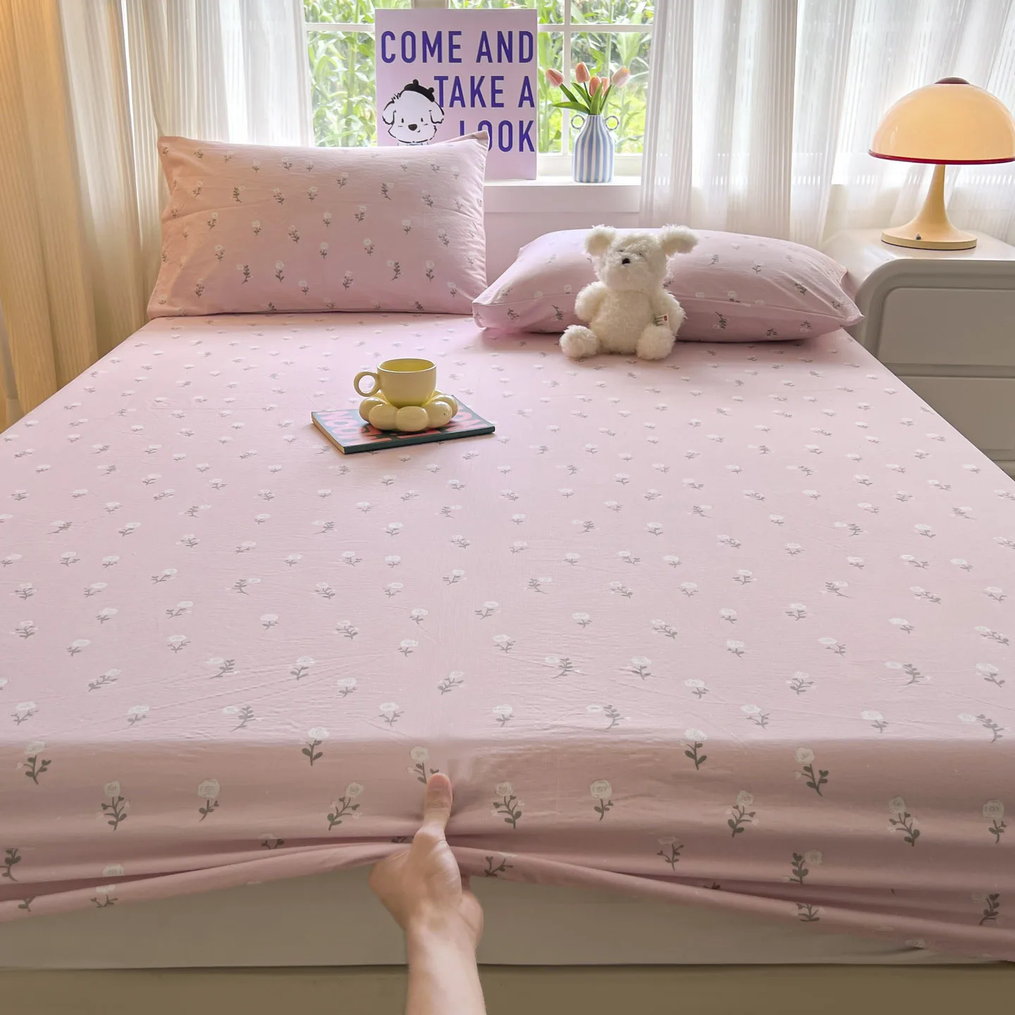 

Floral Bed Sheets Fitted Sheet Non Slip 침대패드 Bedspread With Elastic Band Mattress Cover (with Pillowcases) Double Bed Sheets