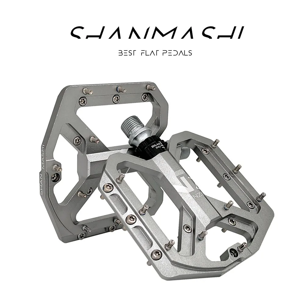 SHANMASHI ENZO CNC-machined Flat Bicycle Pedals for Mountain Bikes, featuring 6 Bearings, suitable for both MTB and Road Bicycle