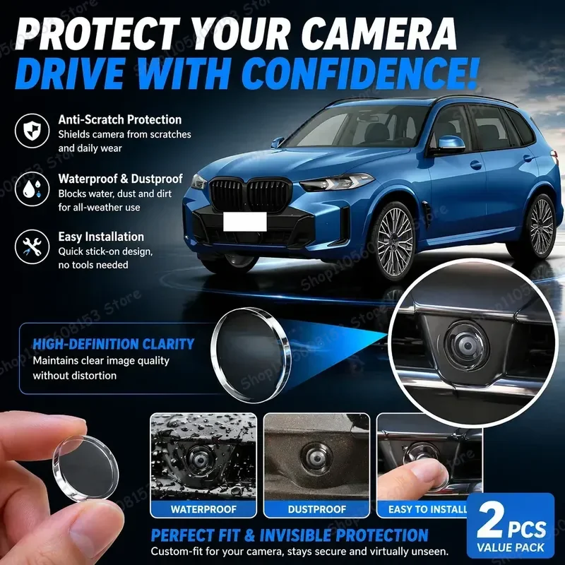 For BMW X5 F15 G05 2013–2026 360 Degree Reverse Camera Cover PC Lens Protector Anti Scratch Sticker Set 2 Pack