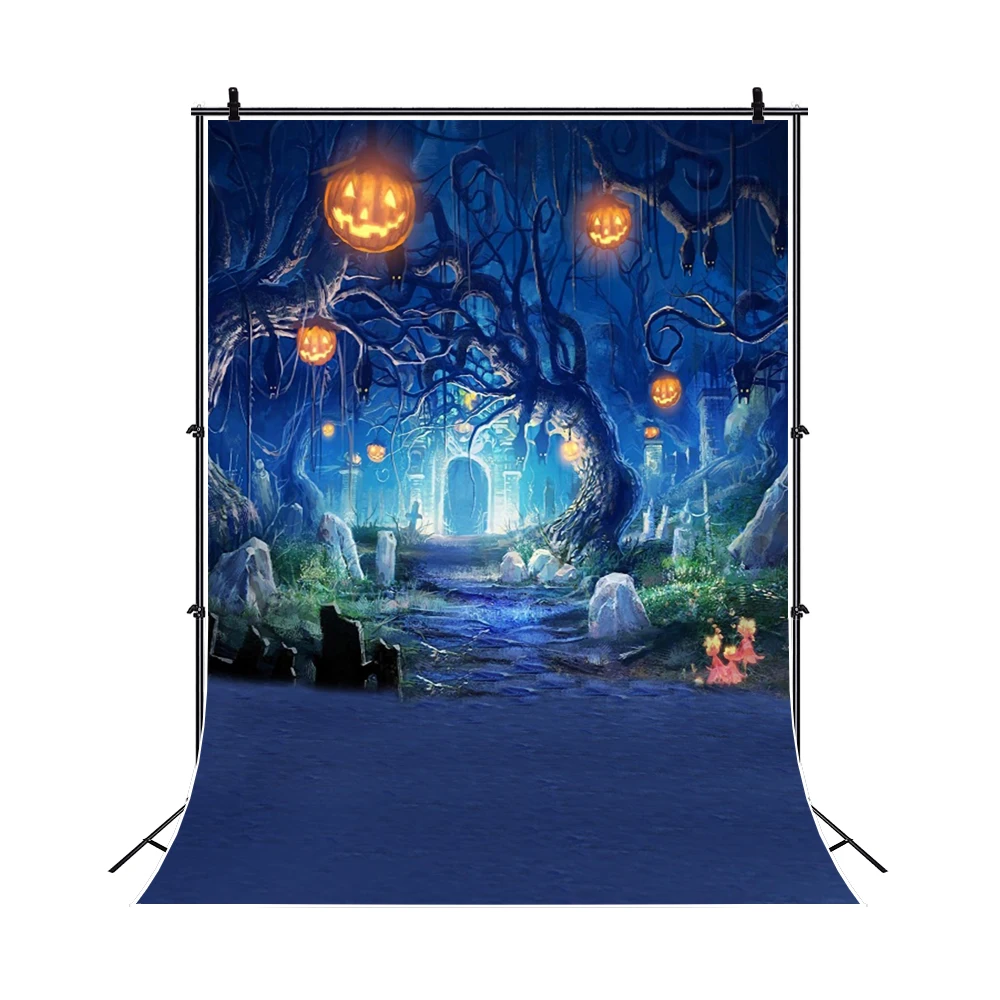 Halloween Backdrop Horror Moon Night Castle Pumpkin Lantern Trick Or Treat Party Background Baby Family Photo Photographic Props