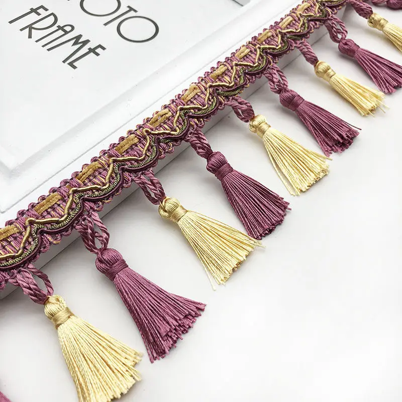 Acrylic/Polyester Tassel Fringe Trim Beaded Ribbon for Sewing Curtain Accessorie Lace Decoration Tablecloth European Lampshade