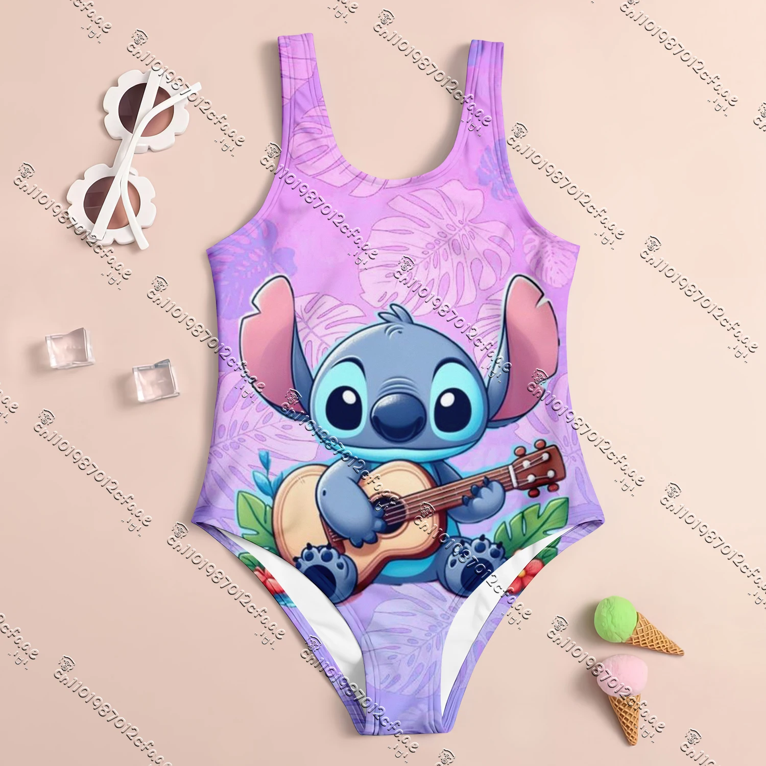 

25 MINISO rainbow Stitch 3D print one-piece swimsuit summer girls women's swimsuit breathable quick-drying seaside clothing