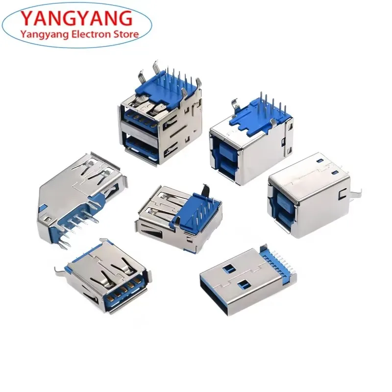 5PCS USB3.0 Connector Male Female A/B Type Socket High Speed Data Transmission USB 90/180 Degree Printer Interface Elbow Adapter