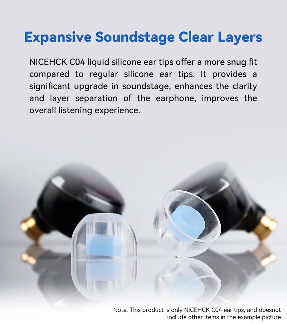 NICEHCK C04 Liquid Silicone Ear Tips Noise Isolating Soft Expand Soundstage Clear Layers Eartips