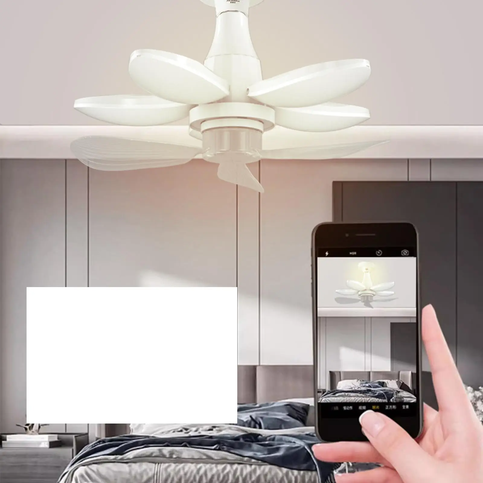 Socket Fan Light E27 Foldable LED Ceiling Fan with Light for Kitchen Garage