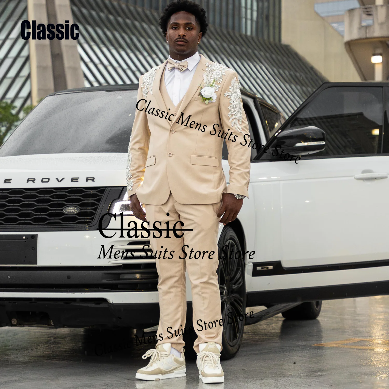 

Customized Jewelry Crystal Men Suit 2 Pieces Sets Male Party Blazers Intricate Groom Wedding Tuxedos Slim Gem trajes para hombre