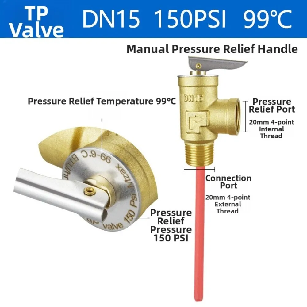 

DN15/DN20-150 PSI Brass Temperature Pressure Relief Valve For RV Water Heaters Electrical Equipment