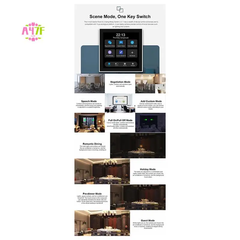 

A47F-Tuya T3E Panel Switch Touch Screen Panel EU Smart Control Panel Switch Zigbee Smart Home Wall Push Light Switch