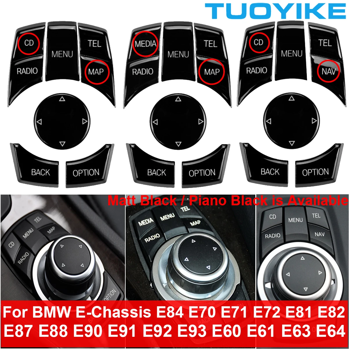 Auto Interieur Console Cic I-Drive Multimedia Knop Piano Voor Bmw 1 3 5-Series X1 E84 X 5X6 E70 E71 E81 E82 E90 E91 E92 E60 E61