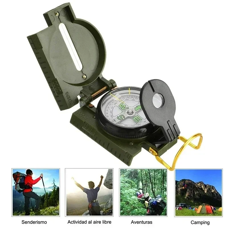 2025 Folding Compass - Brass+Aluminum Precision Navigation for Camping/Survival, Waterproof Azimuth Scale