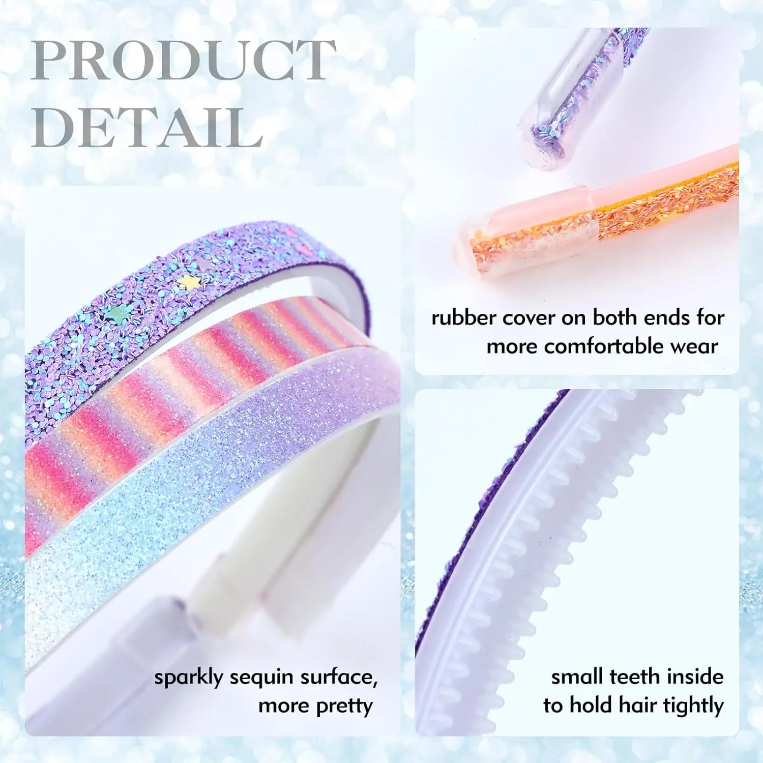 2pcs Rainbow Headbands Sweet Hairband Children Head Bands For Girls Sequin Printed Heart Mermaid Headband Kids Hair Piece