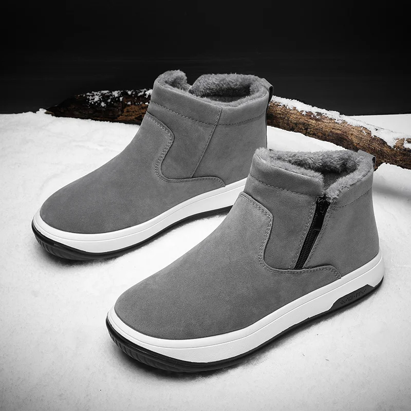 

Лидер продаж, серые мужские зимние ботинки на меху, теплые зимние ботинки, мужские пуховые удобные замшевые ботильоны для мужчин, botas casual hombre