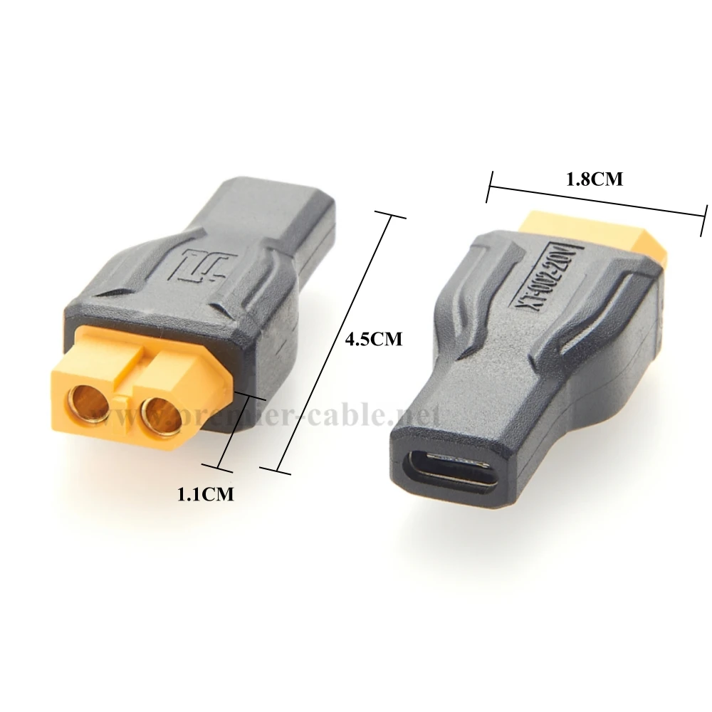 USB C إلى XT60 شحن موصل Type-C أنثى إلى XT60 شاحن أنثي 100 واط 20 فولت/5A للطائرة بدون طيار ، نموذج ، طاقة تخزين الطاقة