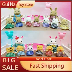 New 1/12 4.5CM Simulation Forest Animal Baby Family Toys Critters Rabbit Dolls Dollhouse Figures Accessories Gifts For Chirldren