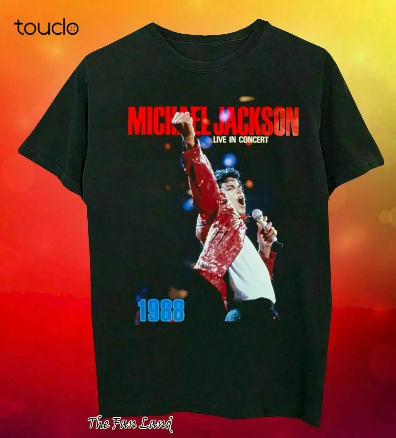 New Michael Jackson Live In Concert 1988 Vintage Mens T-Shirt Black Cotton Tee