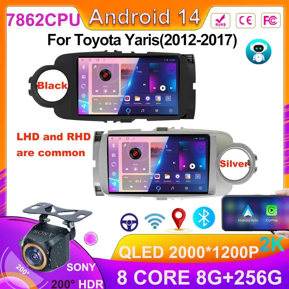 

Android 14 Car For Toyota Yaris 2012 2013 2014 2015 2016 2017 Radio Auto GPS Navigation Android Auto Screen Carplay NO 2DIN DVD