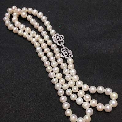 

hot sellNEW Hot sell 8-9mm 60cm white natural freshwater pearl necklace long sweater chain fashion jewelry