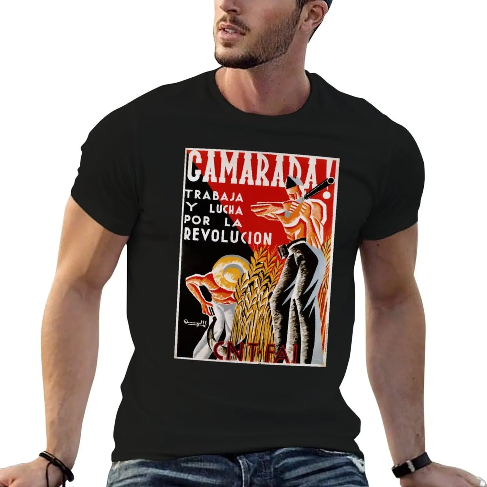 Camiseta CNT FAI para hombre, camiseta esencial 100% algodón, camiseta de lujo para hombre
